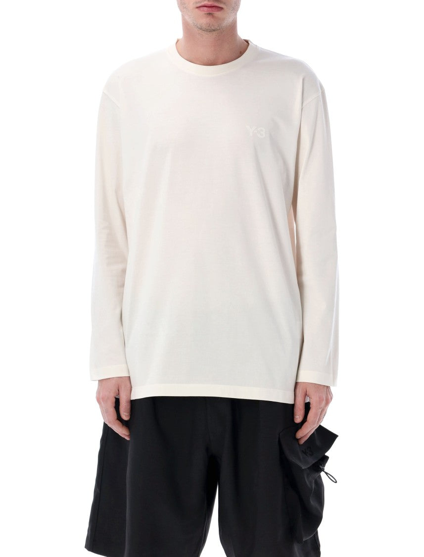 Y-3 Relaxed Fit Long Sleeve T-Shirt With Satin-Effect Logo