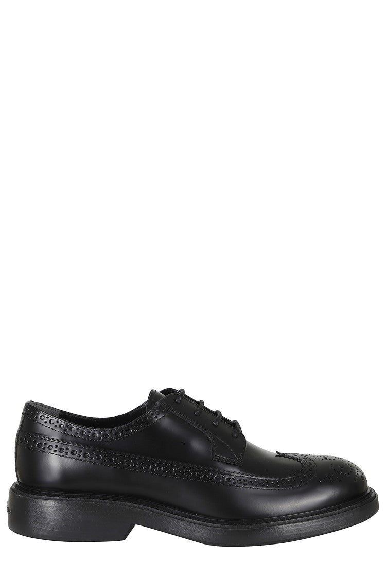 Hogan Black H704 Perforated Embellishments Leather Brogues