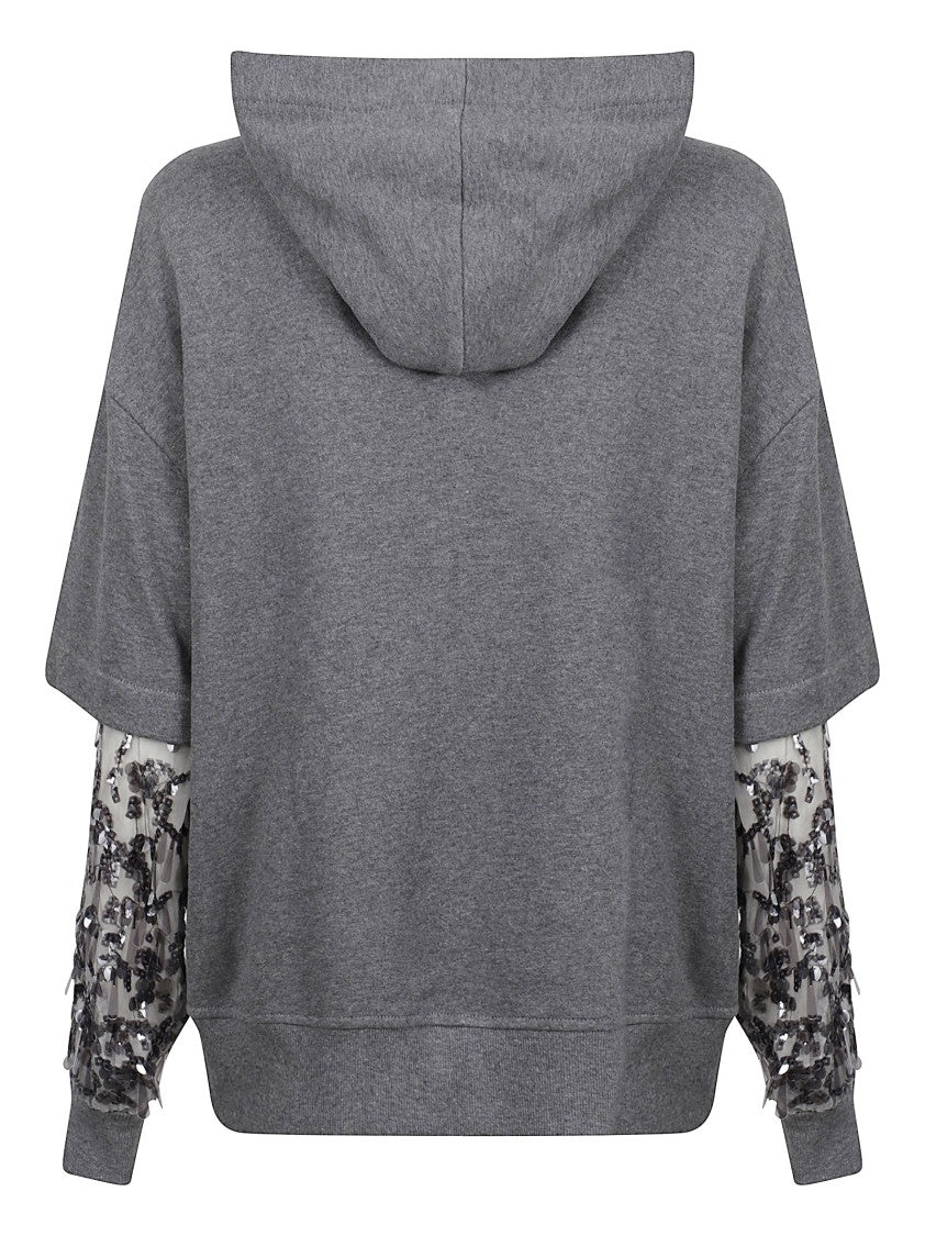 Brunello Cucinelli Knit Jacket With Sequin-Embellished Raindrop Sleeves