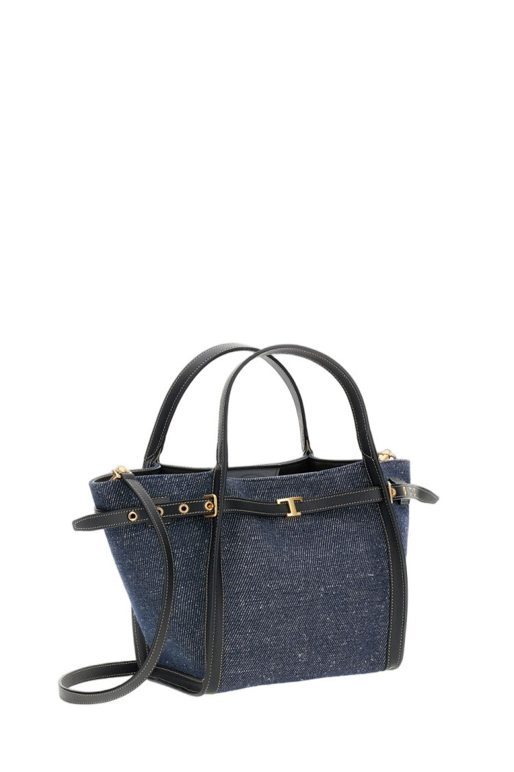 Tod's Structured Fabric Tote Bag With Leather Trim And Personalized Detail