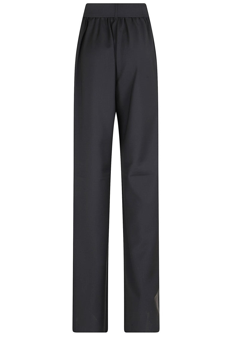 Max Mara Full-Length Worsted Wool Trousers With Grosgrain Bow