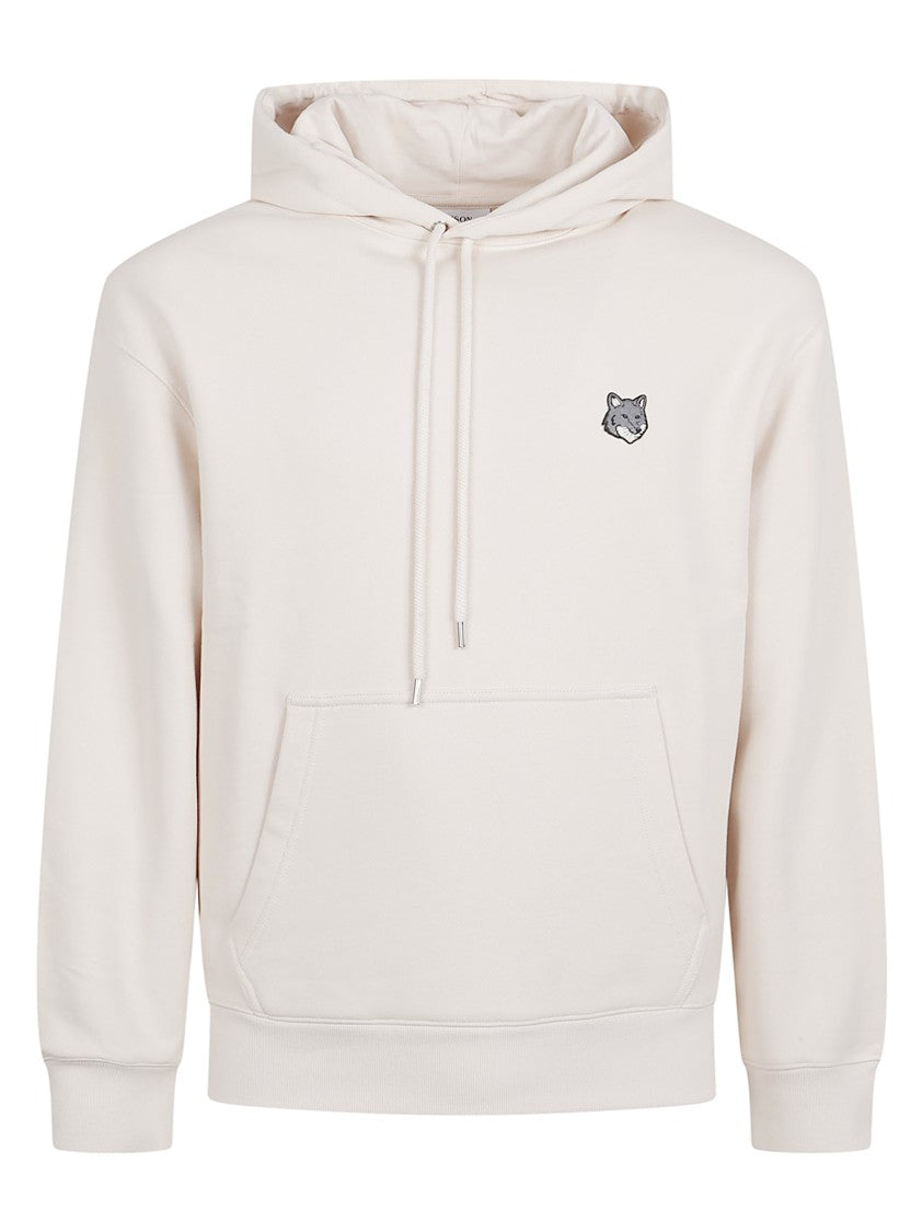 Maison Kitsuné Lightweight White Hoodie With Embroidered Fox Emblem