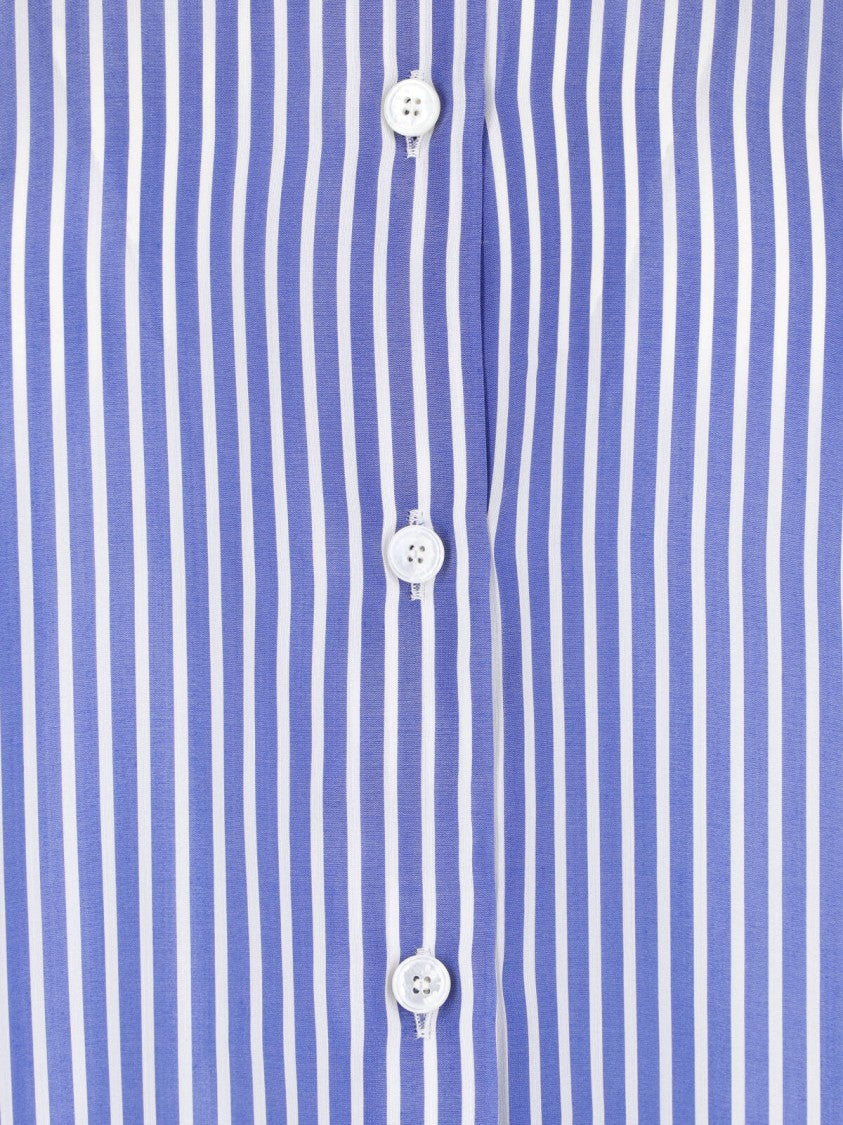 Kiton Blue Silk Striped Classic Collar Shirt
