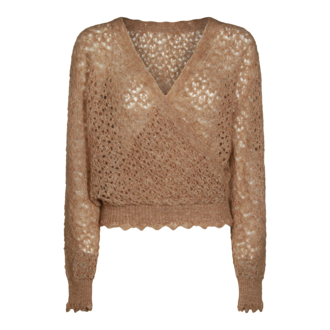 Twin-Set Delicate Open-Knit Sweater With Scalloped Finish