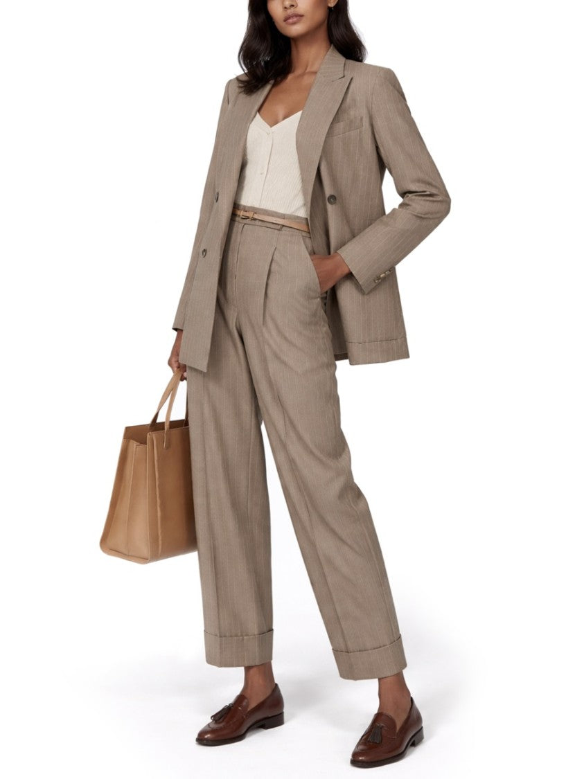 Max Mara Double-Breasted Blazer With Structured Silhouette And Pinstripe Detail