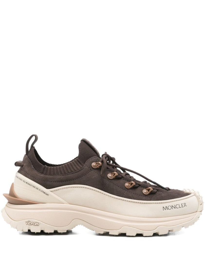 Moncler Beige Vitello Leather Sneakers With Sole