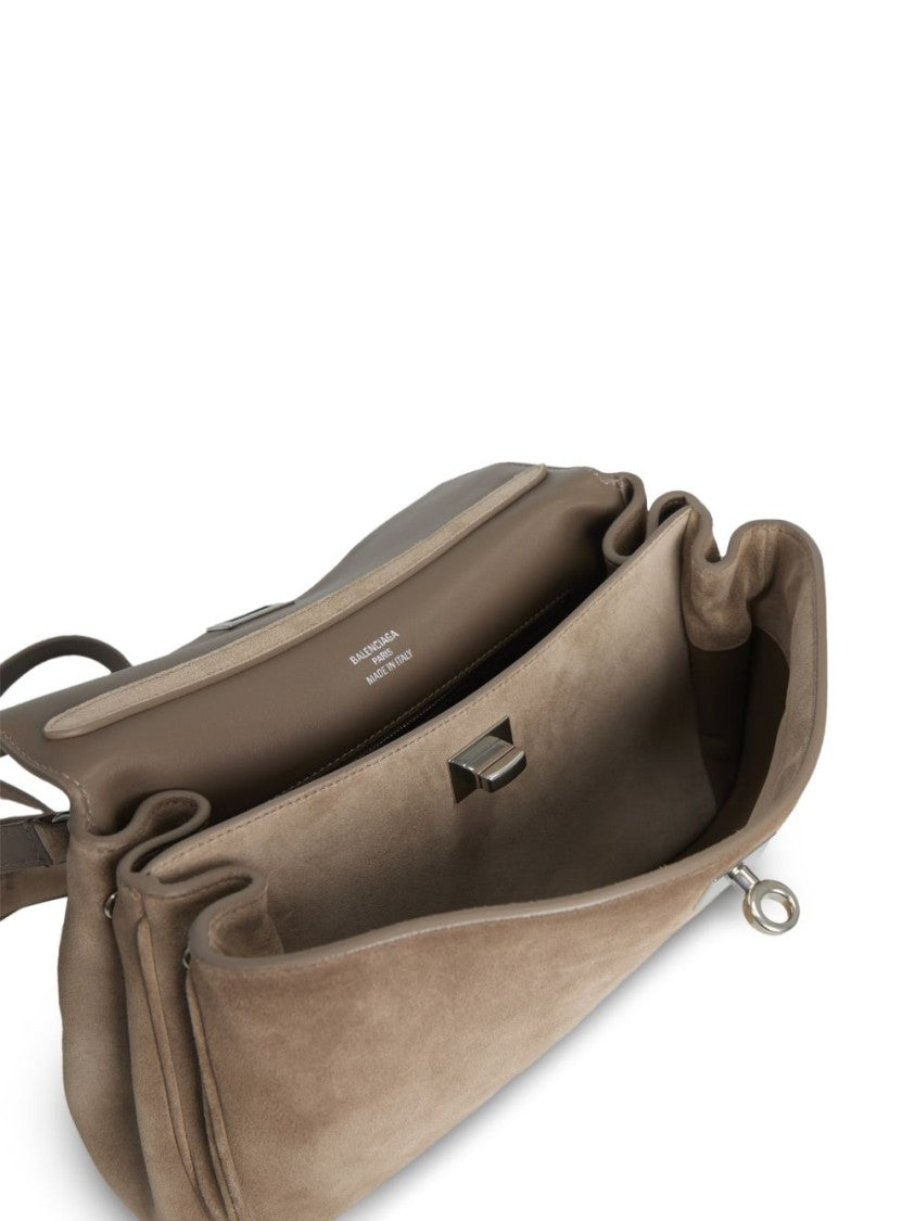 Balenciaga Structured Handbag In Smooth Taupe Calf Leather