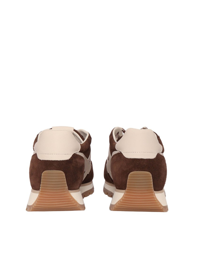 Hogan Brown H701 Suede Cream Sneakers