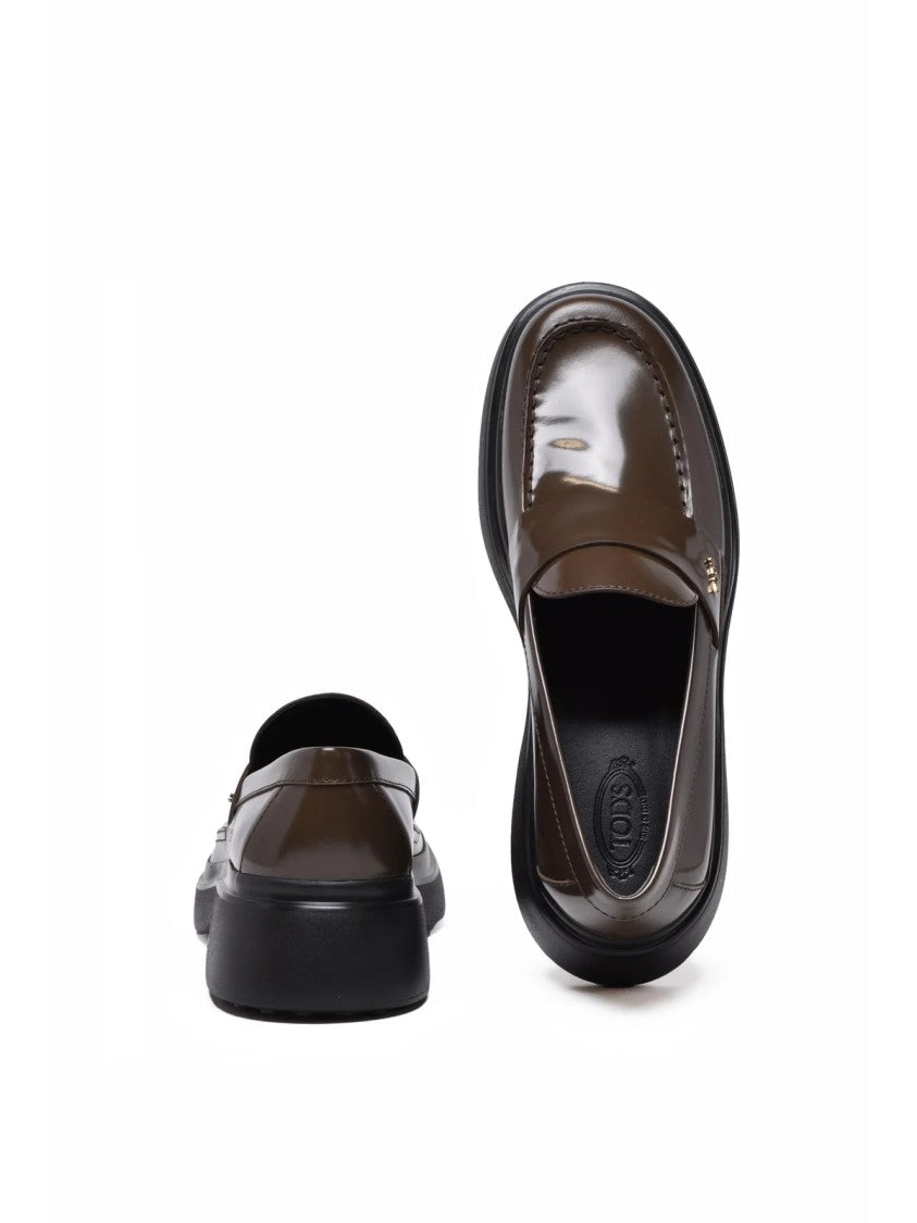 Tod's Brown Leather Brushed Loafers