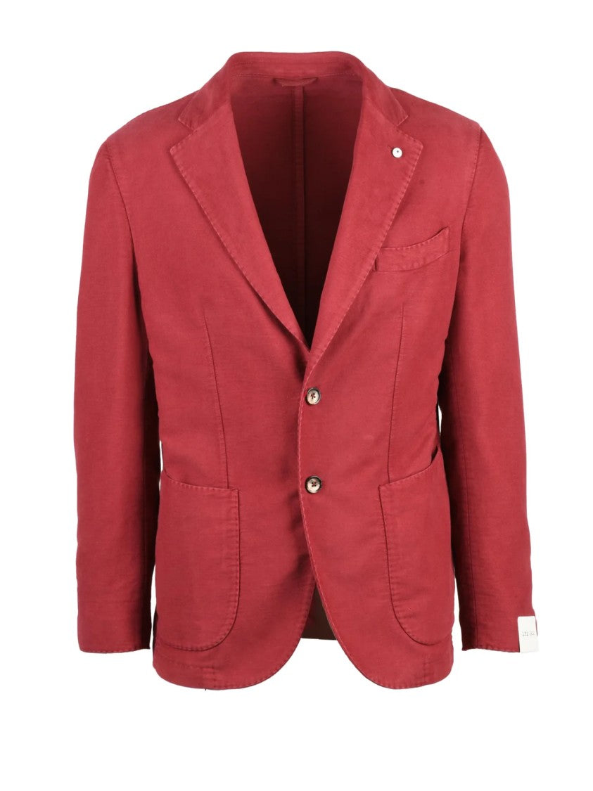 L.B.M. 1911 Tailored Red Cotton Fustian Jacket With Notch Lapels