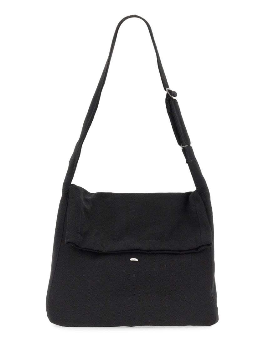 Our Legacy Rectangular Black Cotton Sling Bag With Adjustable Strap