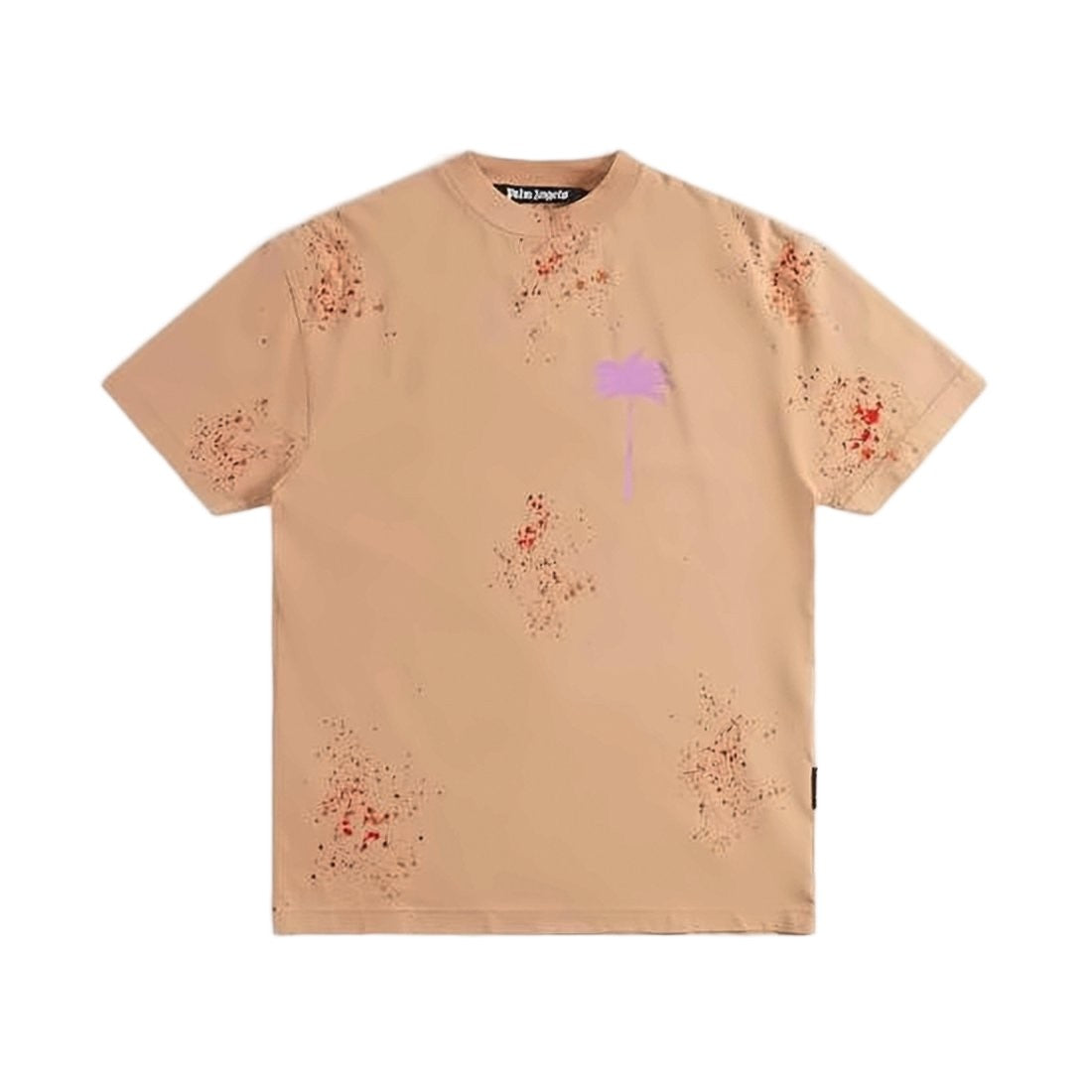 Palm Angels Short-Sleeve Cotton T-Shirt With Paint Splatter Design