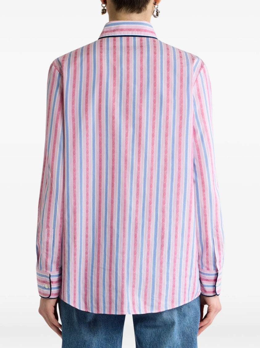 Etro Vertical Striped Relaxed Fit Shirt With Pointed Collar