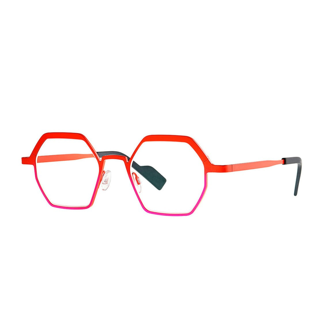 Theo Eyewear Arancione Cheer Titanium Geometric Glasses