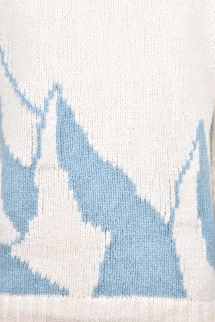 Dondup Crewneck Sweater - White/Sky Blue