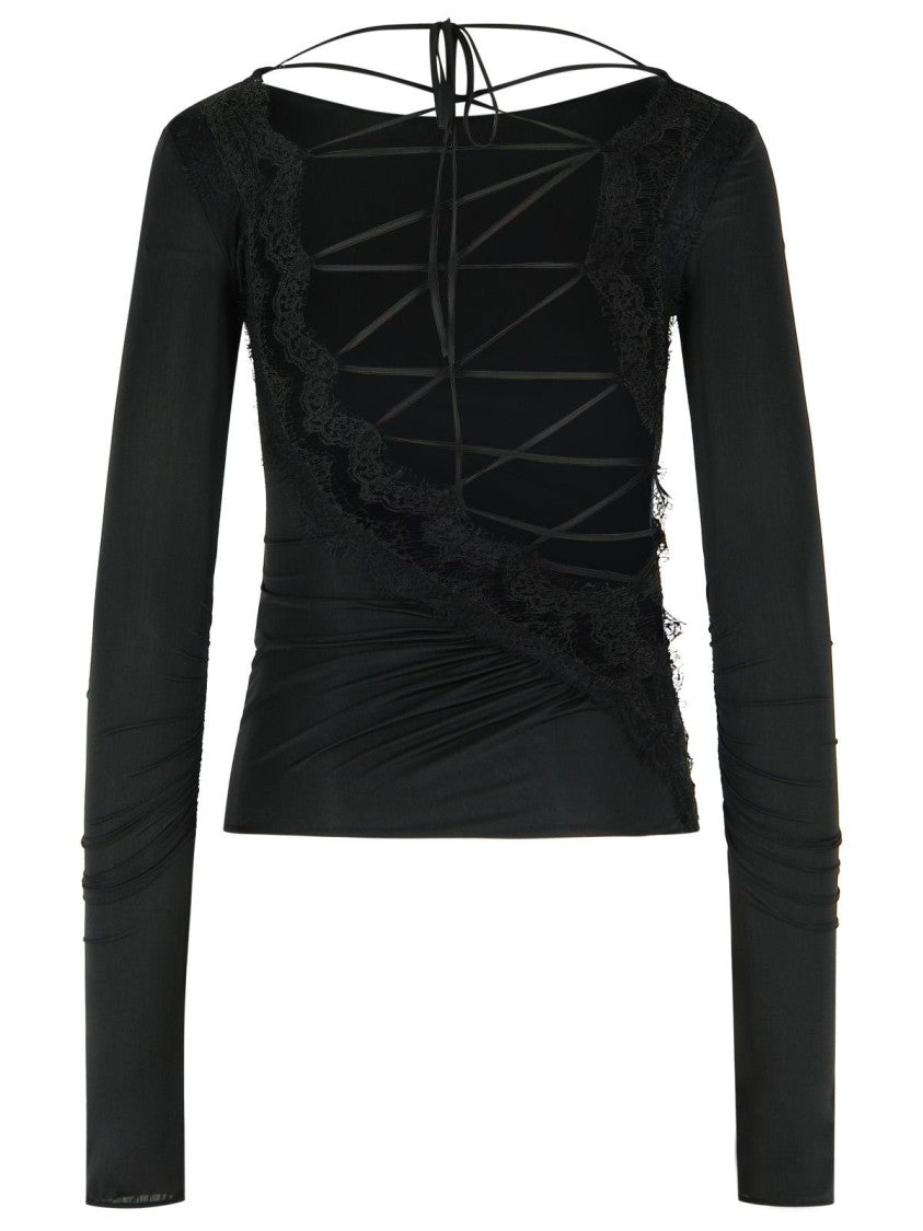 Blumarine Black Stretch Nylon Sweater