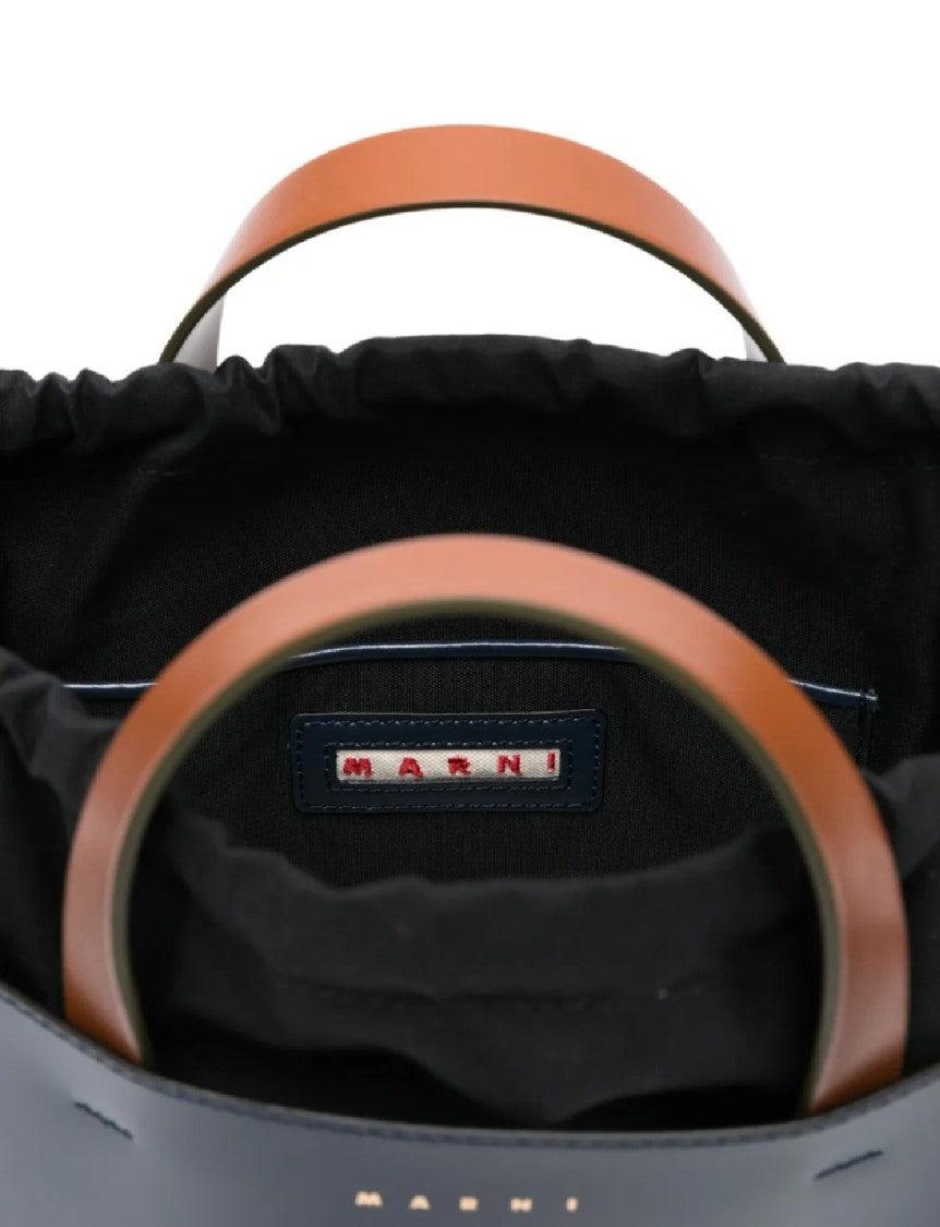 Marni Two-Tone Calf Leather Structured Tote Bag