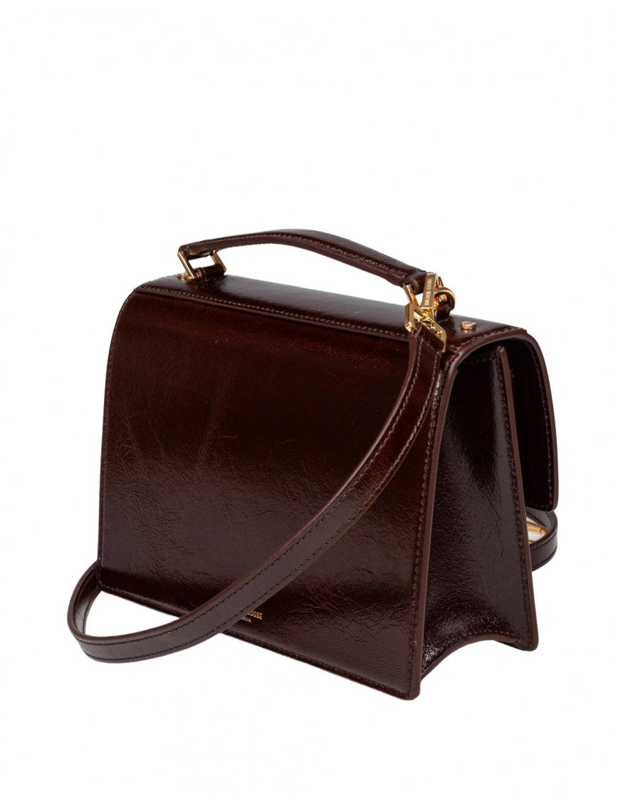 Golden Goose Venezia Leather Handbag Dark Brown Color