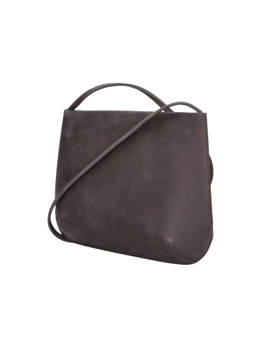 Fane Brown Loge Suede Magnetic Flap Handbag