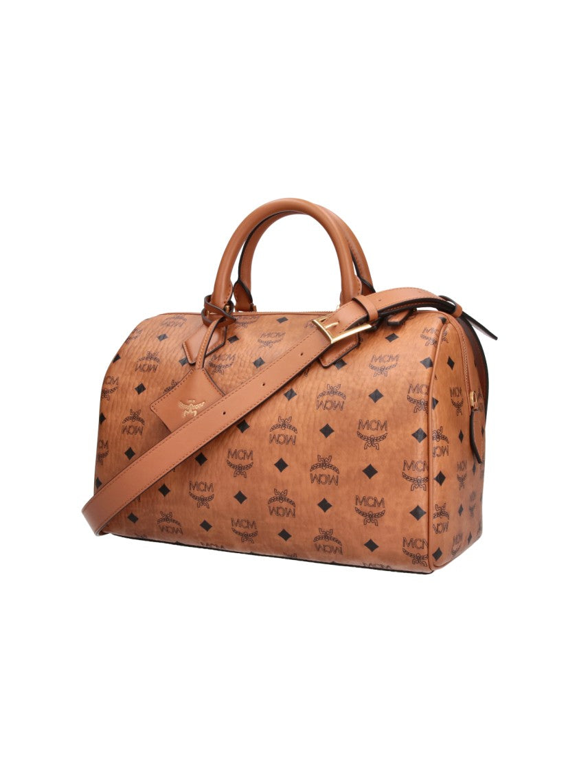 Mcm Brown Ella Boston Monogram Visetos Handbag
