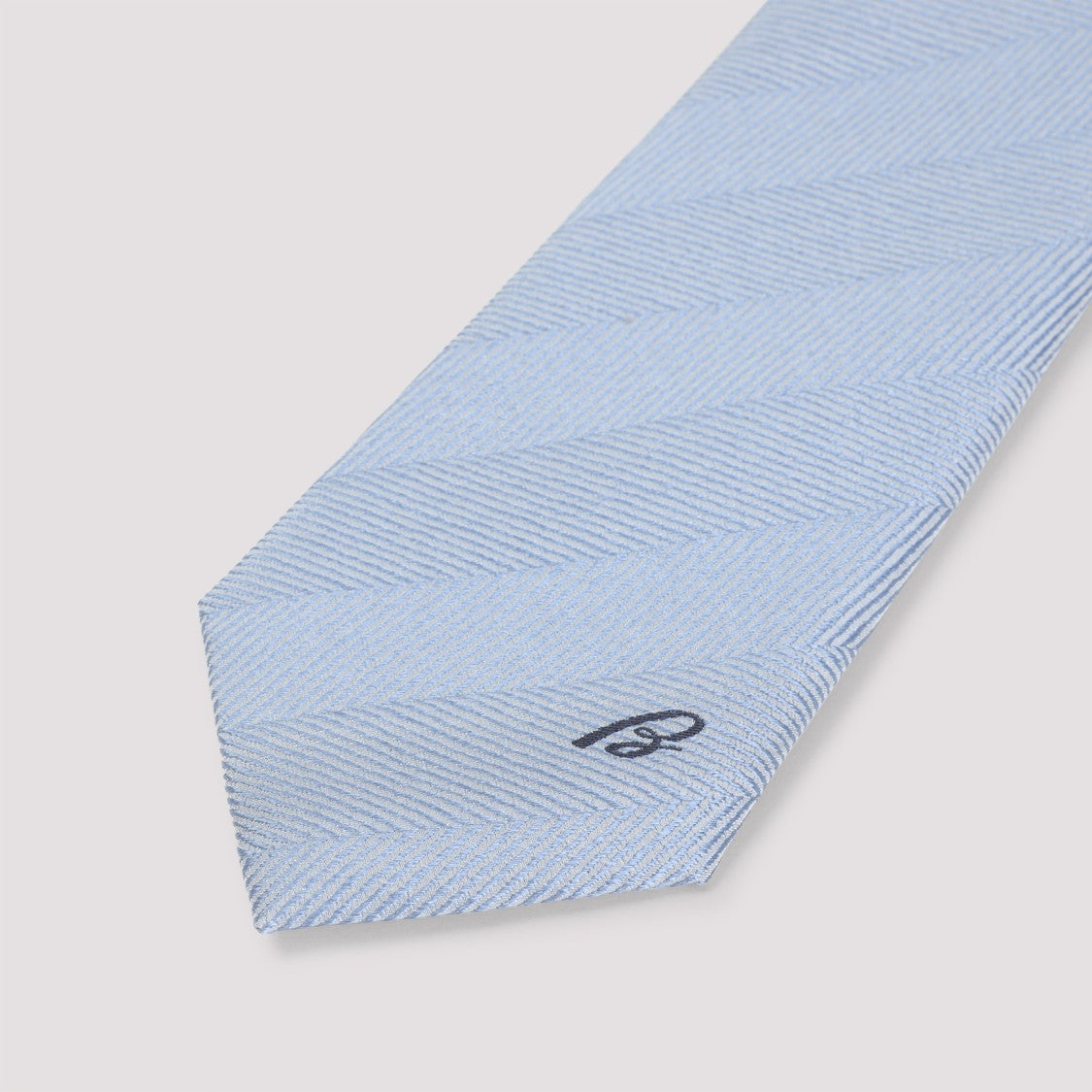 Brioni Silk Tie With Diagonal Herringbone Pattern
