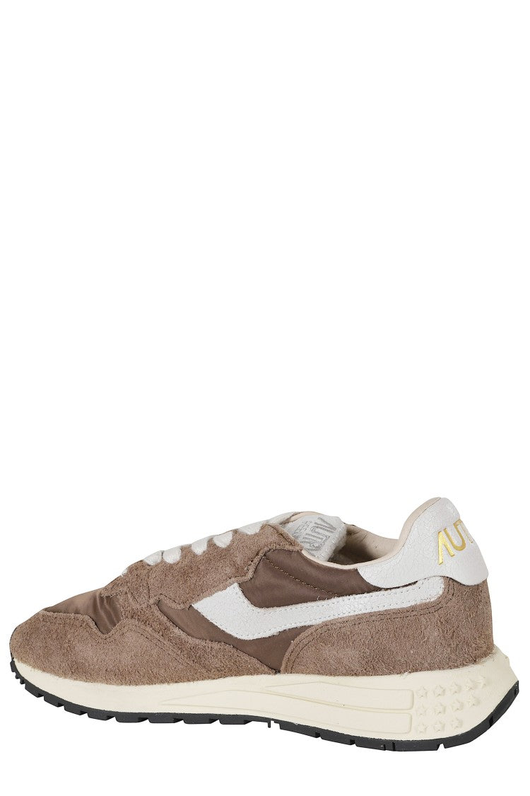 Autry Brown Reelwind Low Suede Inserts Leather Sneakers