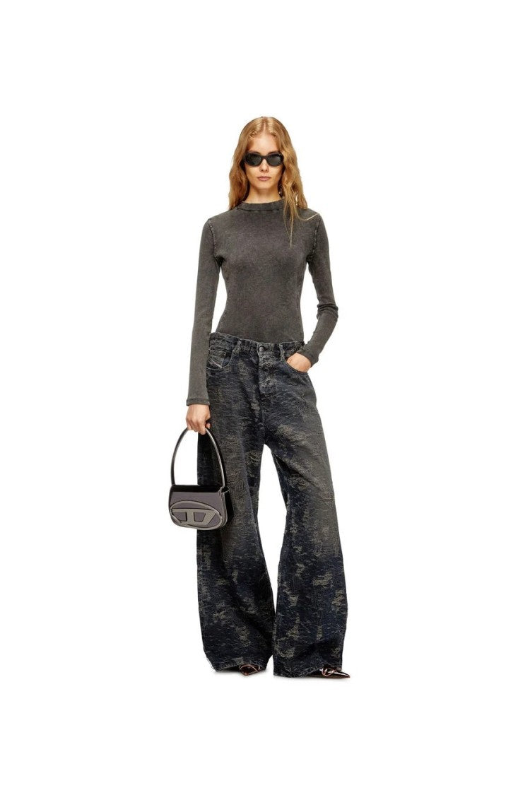 Diesel Grey Leather Shoulder Bag