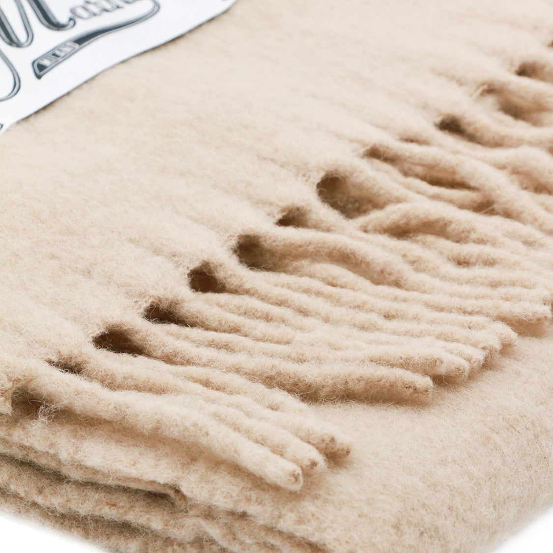 Marni Rectangular Beige Wool Scarf With Fringed Edges
