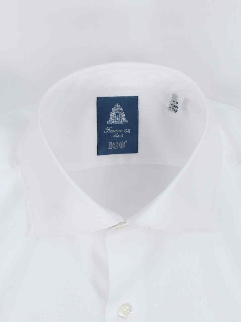 Finamore Timeless White Button-Down Shirt With Structured Collar