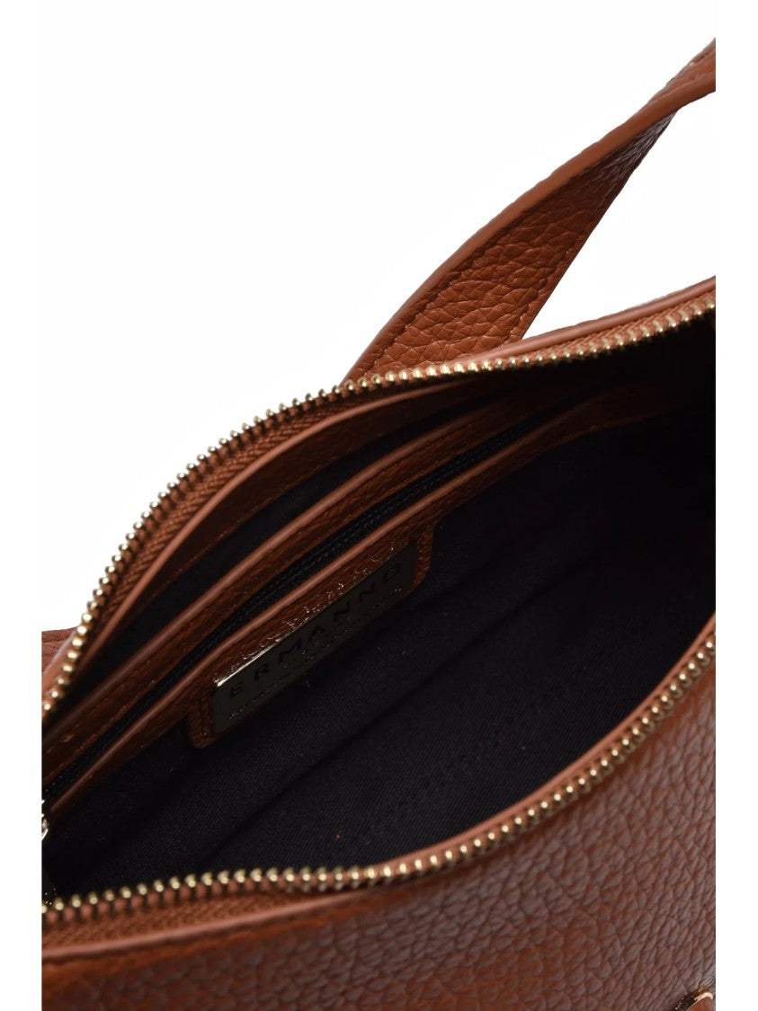Ermanno Firenze Cognac Textured Polyurethane Unity Shoulder Bag