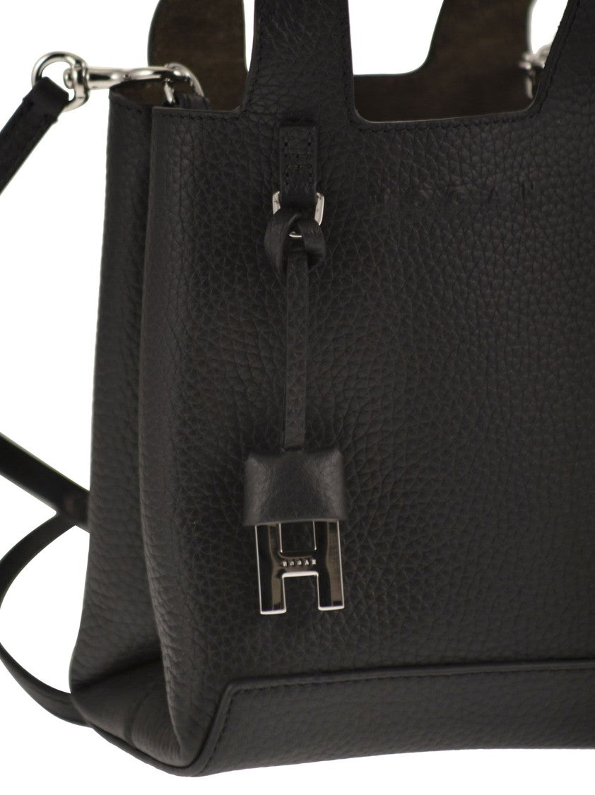 Hogan Mini Handbag In Hammered Leather With Dual Compartment