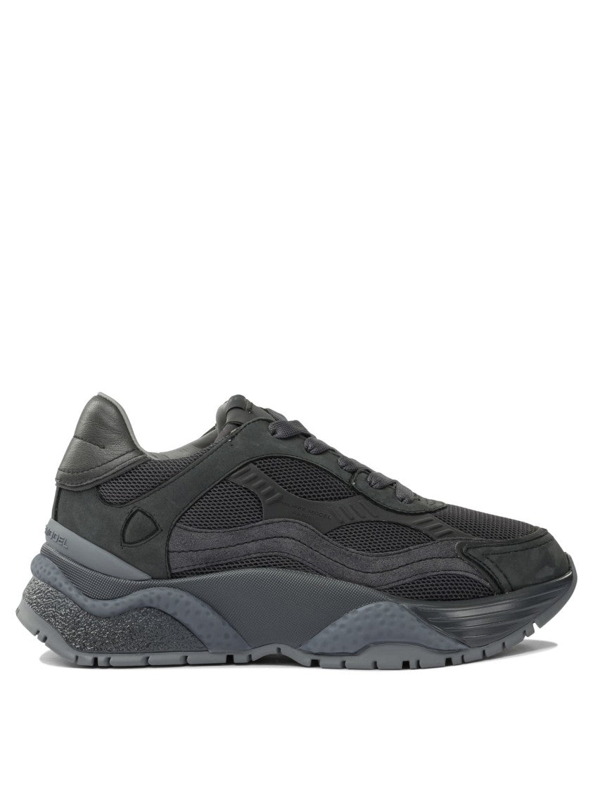 Philippe Model Paris Layered Dark Grey Sneakers With Sculpted Sole