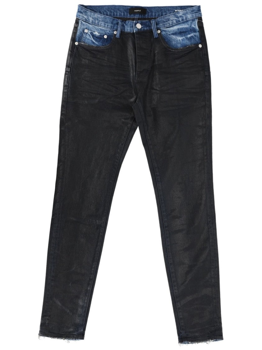 Purple Brand Two-Tone Slim Distressed Jeans