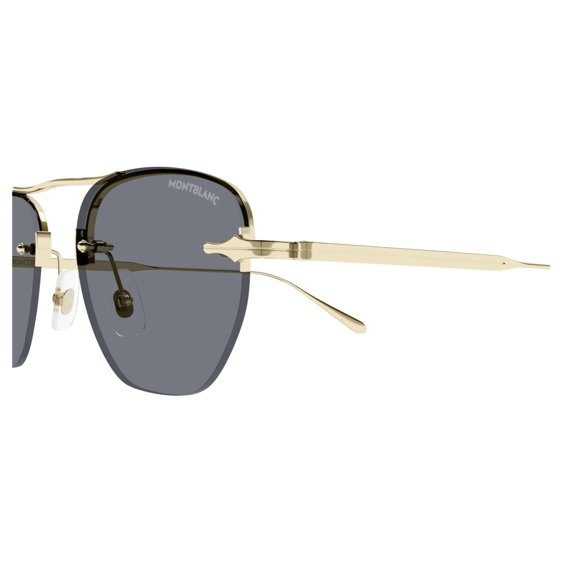 Montblanc Mb0404s Rimless Gold-Toned Sunglasses With Rectangular Lenses