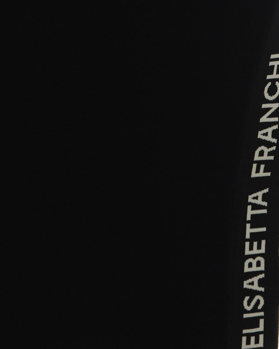 Elisabetta Franchi Viscose Dress With Shiny Stripes – Black