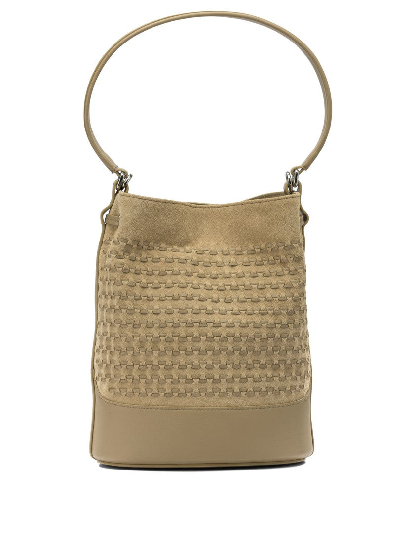 Zanellato Beige Woven Suede Handbag With Silver-Tone Turn-Lock Closure