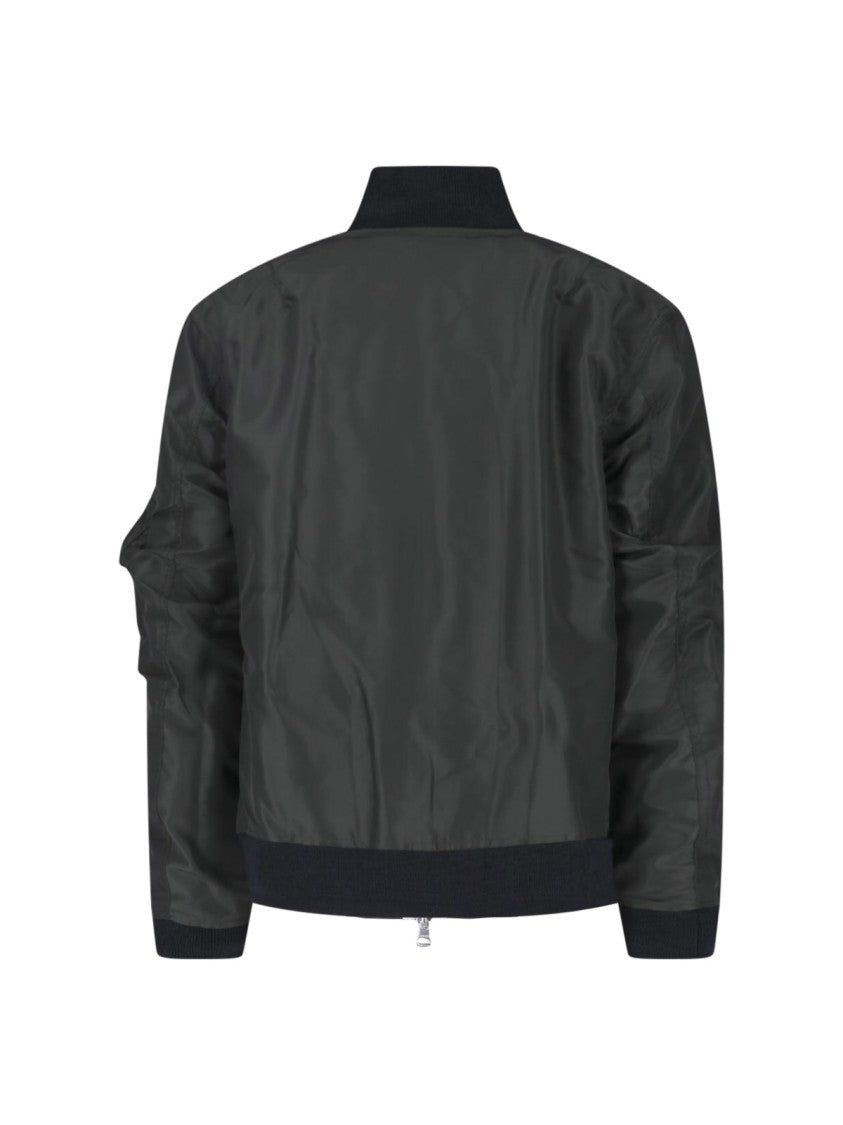 Sacai Reversible Black And Dark Olive Cropped Jacket