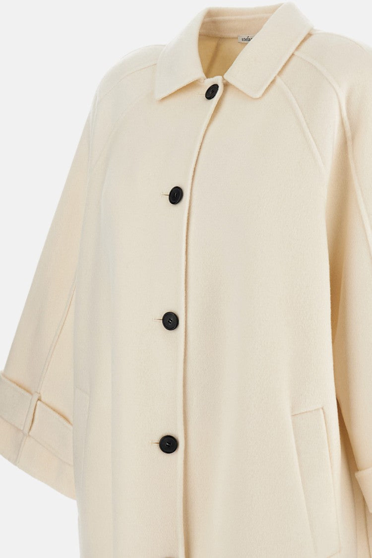 Stefano Mortari Tailored White Coat With Classic Collar And Structured Silhouette