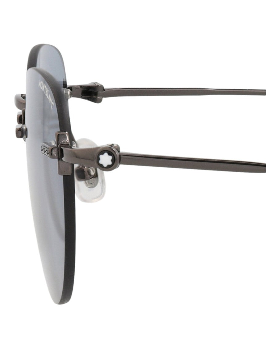 Montblanc Round-Frame Metal Sunglasses