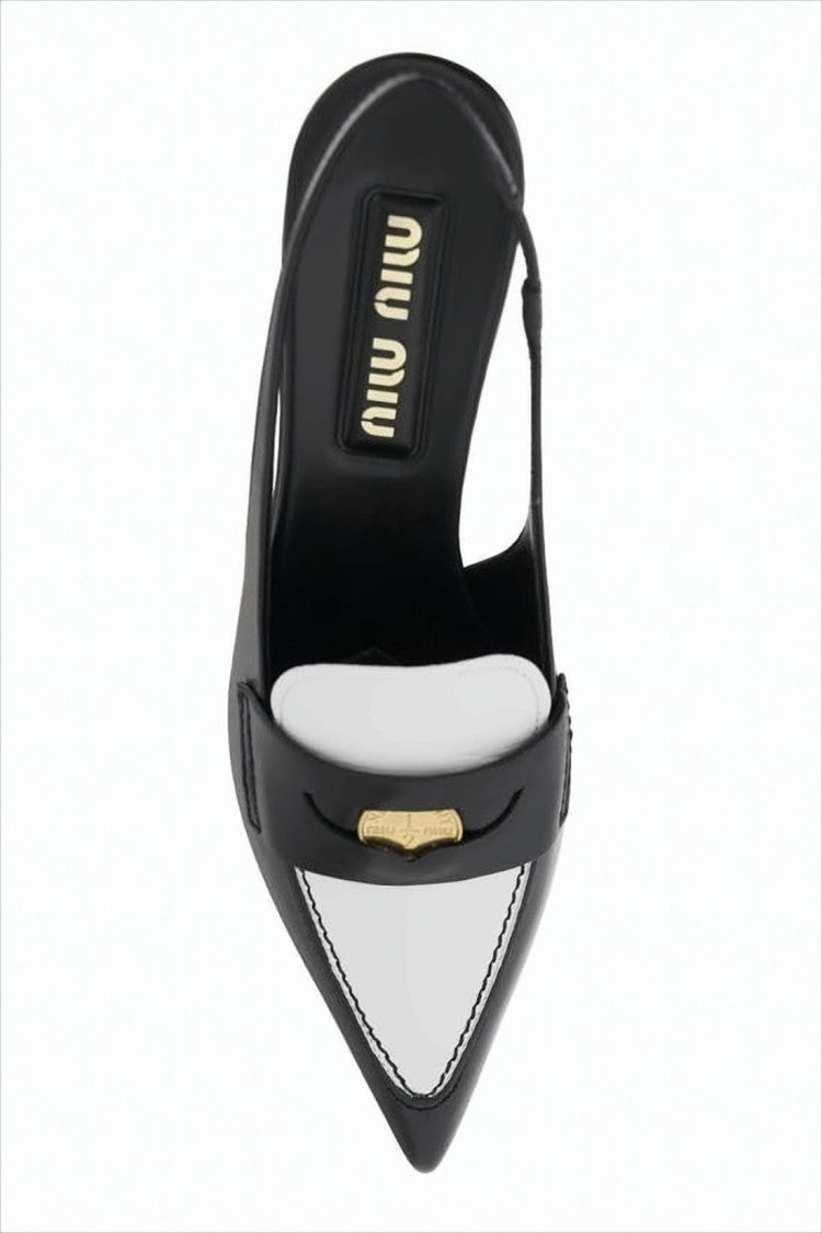 Miu Miu Pointed-Toe Slingback Pumps With Low Sculpted Heel