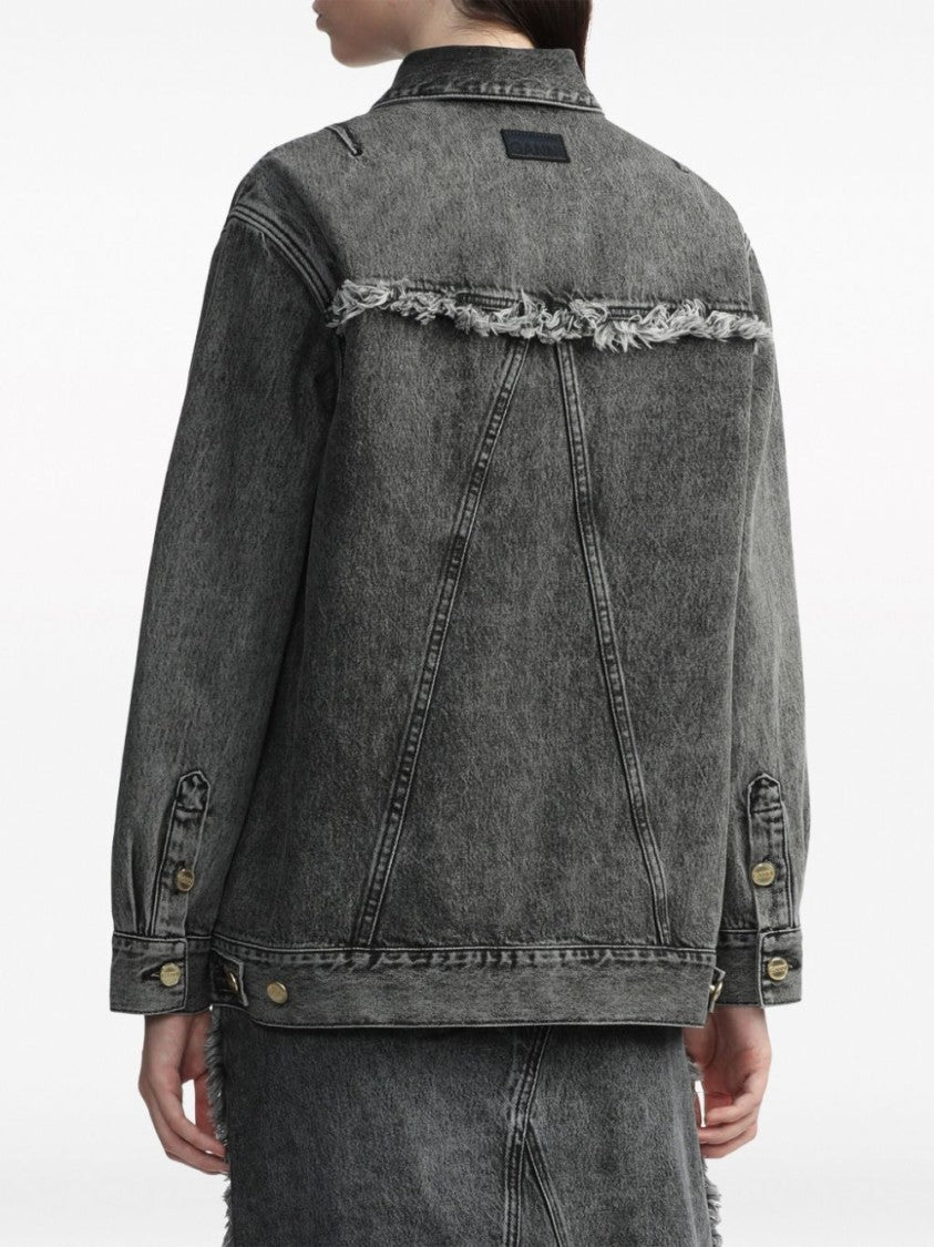 Ganni Frayed-Detail Washed Jacket
