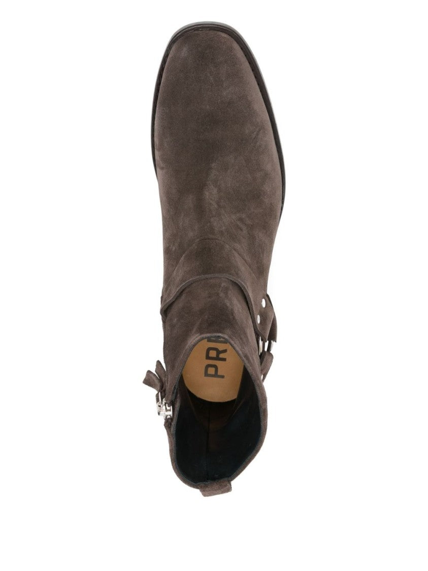 Premiata Dark Brown Block Heel Side Zip Boots