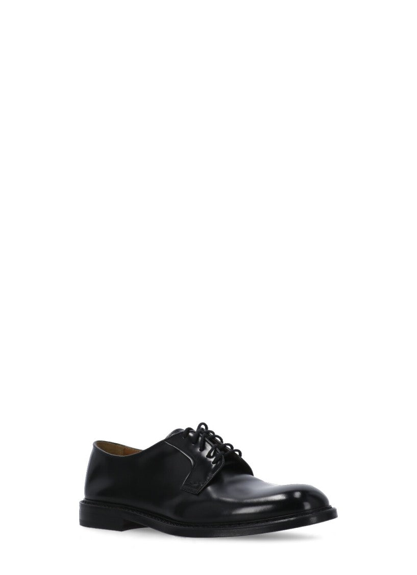 Doucal's Black Smooth Leather Lace-Up Shoes