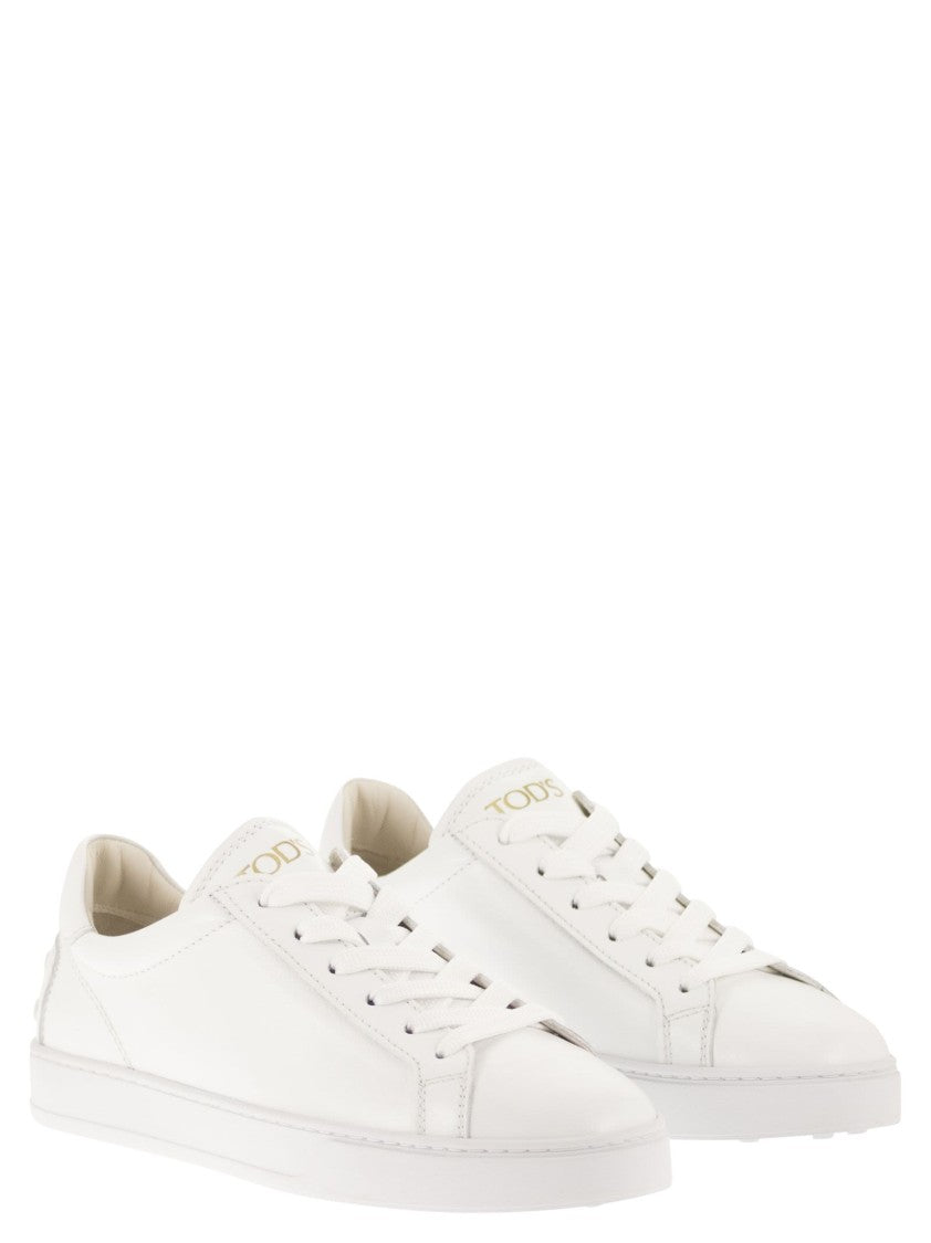Tod's Minimalist Calfskin Leather Sneakers With Rubber Sole