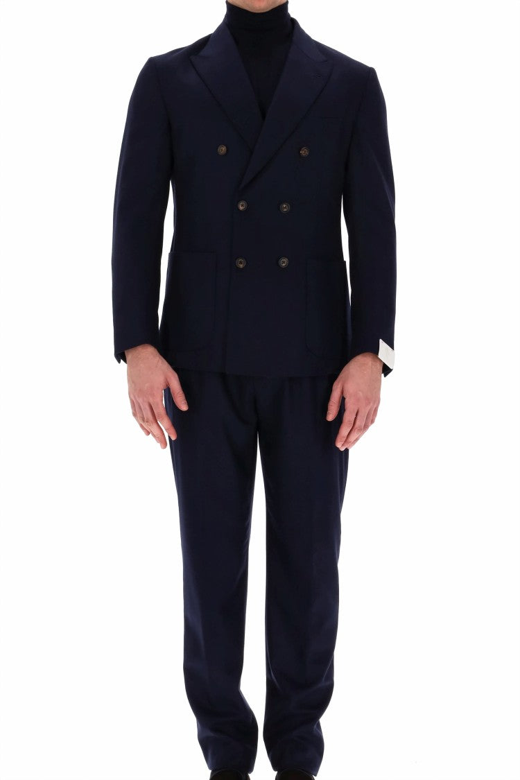 Eleventy Double-Breasted Wool-Cashmere Jersey Suit