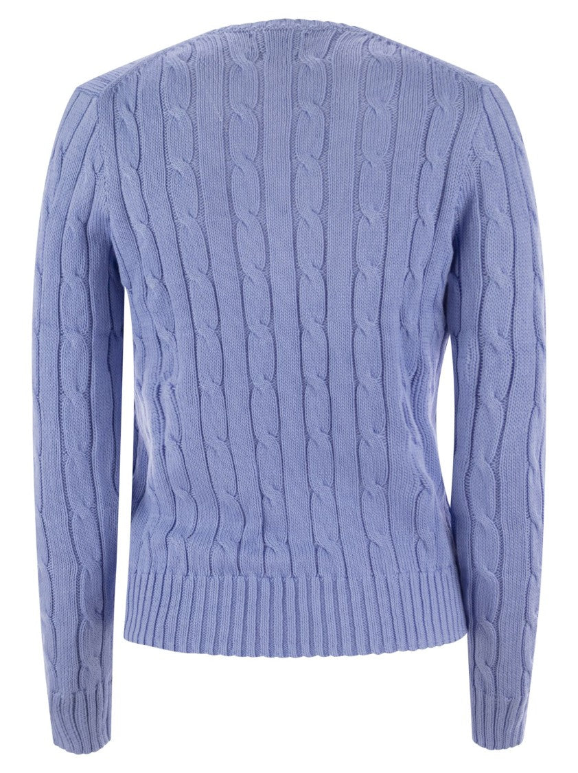 Polo Ralph Lauren Plaited Cotton V-Neck Sweater