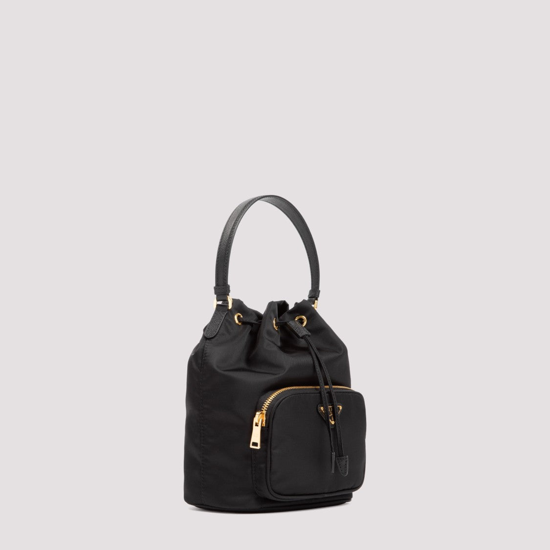Prada Black Re-Nylon Bucket Bag With Triangular Logo