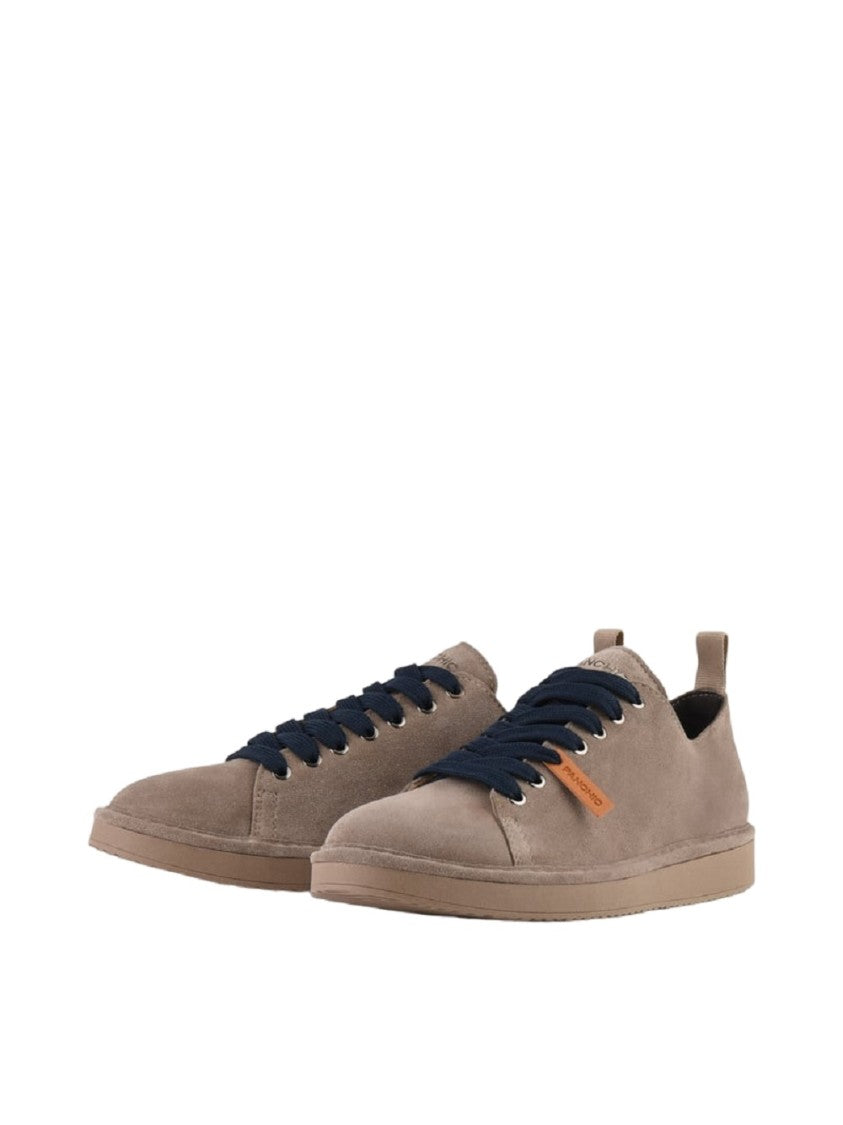 Panchic Walnut Suede Lace-Up Cobalt Blue Laces
