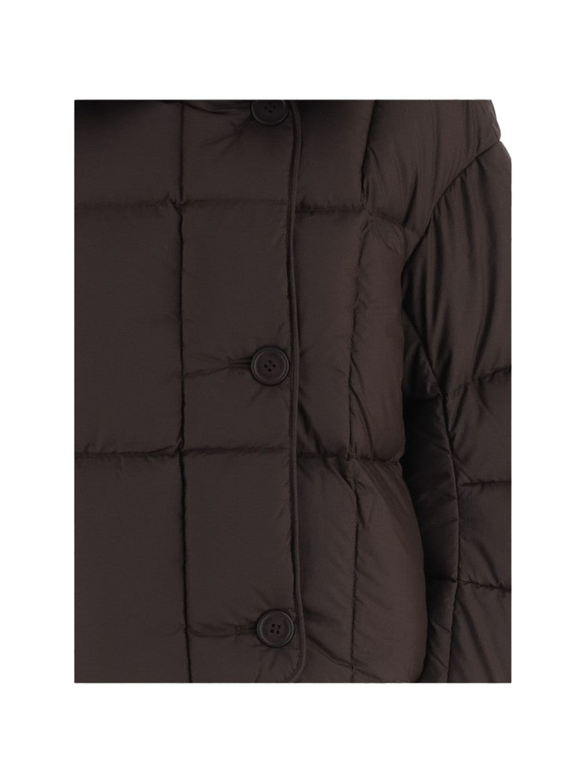 Ienki Ienki Cropped Brown Quilted Padded Jacket With Wide Collar
