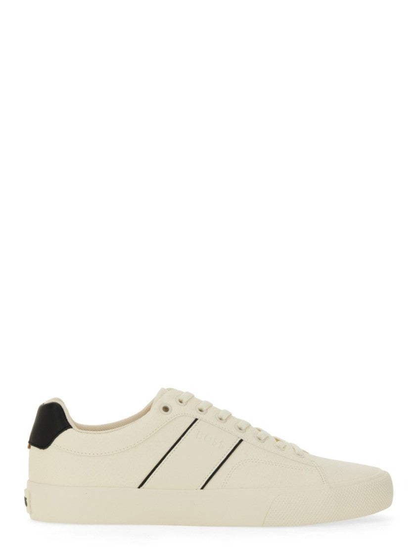 Boss Low-Top Leather Sneakers With Contrasting Stripes